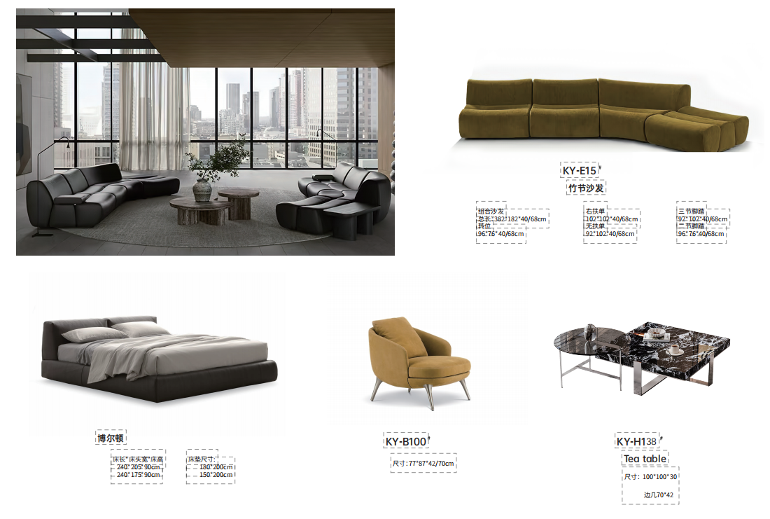 酒店客房家具组合，包括床头柜、书桌、衣柜等，现代简约风格，舒适实用